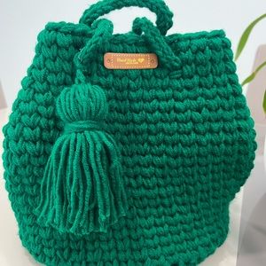 Green Crochet Tote Bag